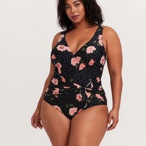 Torrid floral and polka dot one piece